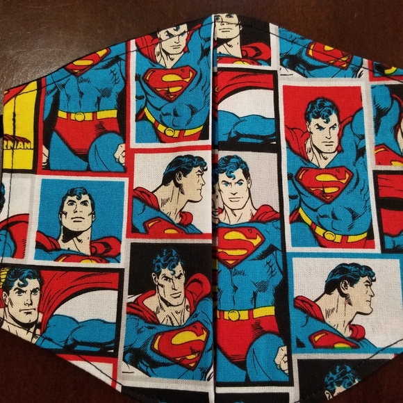 RELISTED Home made Superman Cotton Facemask - Picture 2 of 3
